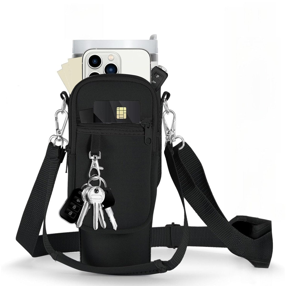 40oz Pink Insulated Travel Mug Holder with Adjustable Strap – Snug - Fit Design for Secure Carrying, Ideal for Gym, School, Dorm, and Camping, Mug Not Included, Gym Drinkware | Stylish Cup Holder | Secure Carry Strap - Buy That Thang