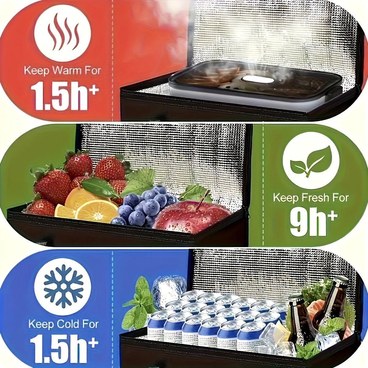 1 Pcs XXXL Oversized Red Insulated Delivery Bag - Cold-Resistant, Heat-Resistant, Foldable, And Durable With 2mm Grid-Pattern Pearl Cotton And Non-Woven Fabric, Warmer Than Aluminum Foil - Reusable Shopping And Food Storage B