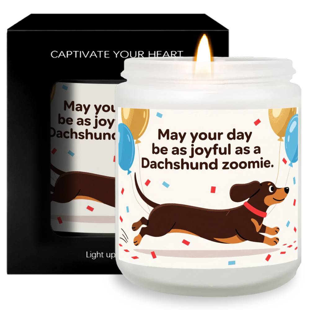Dachshund Scented Candle - Lavender with Dachshund Dog in Glass Jar, Long - Burning Wax for 12+ Hours, Funny Pet Lover Gift for Dachshund Owners (Christmas, Valentine's Day) - Home & Bathroom Decor Suitable for Dachshund Parent - Buy That Thang