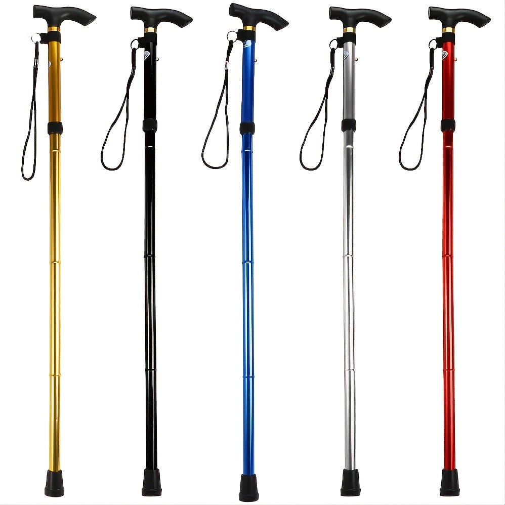 4 - section Ultra Lightweight Adjustable Folding Cane with Rubber Head - A Telescopic Hiking And Mountaineering Stick for The Elderly And Teenagers, Aluminum Alloy Design, Hiking Accessories Cane - Buy That Thang