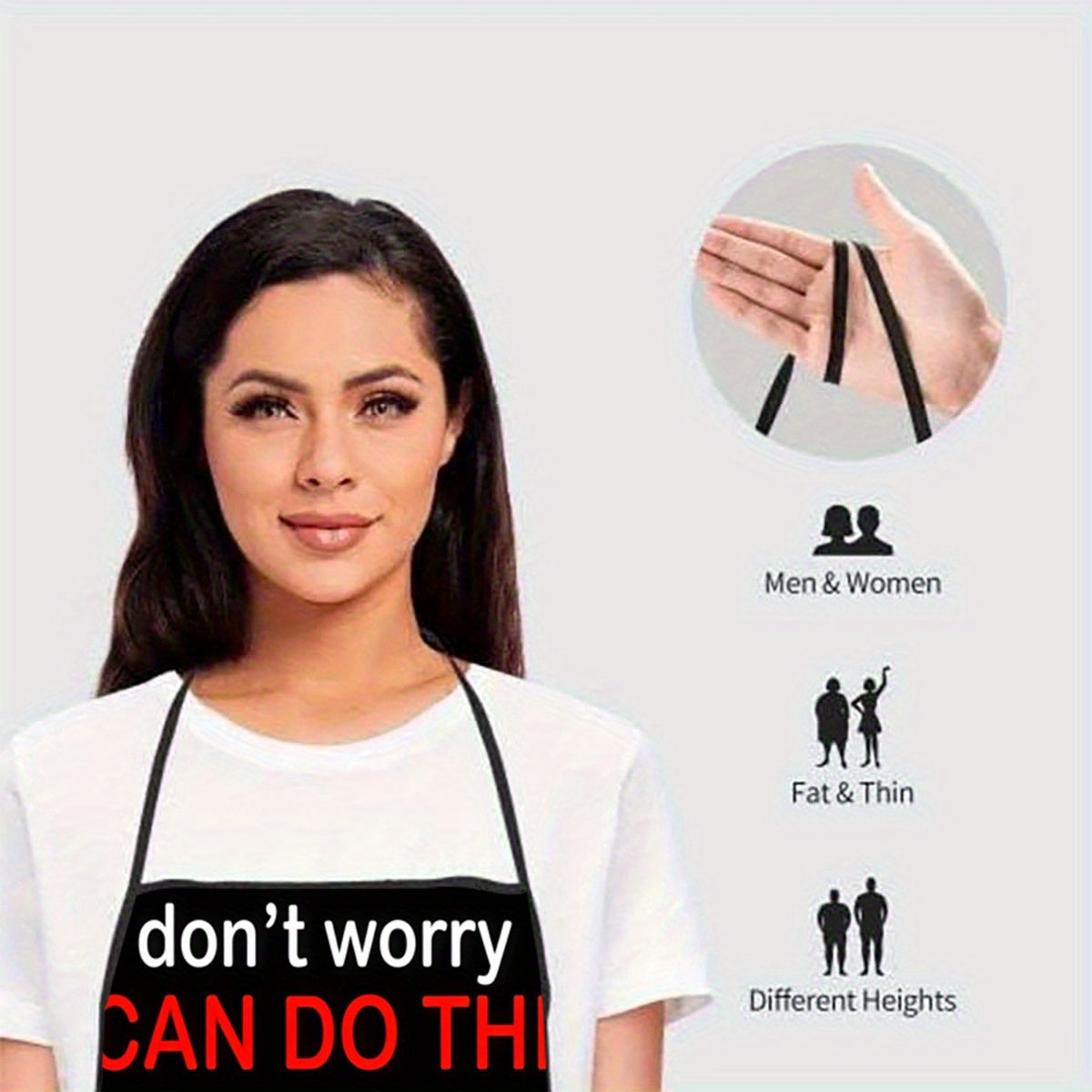 1pc Funny "Don't Worry, I Can Do This" YouTube-Inspired Polyester Apron for Cooking, Baking & Grilling - Black with Red Play Button Design, Adjustable Neck Strap, Perfect Kitchen Gift for Adults, Grilling Apron