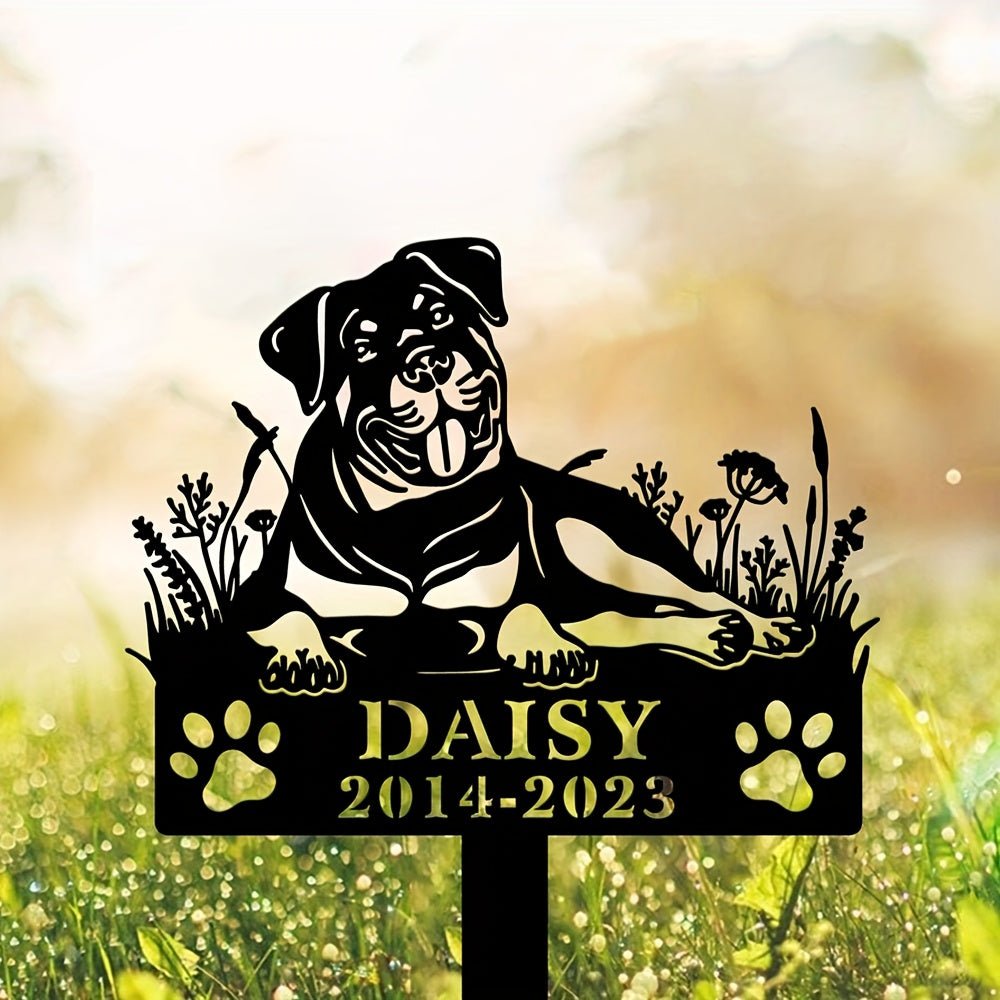 1pc Customizable Pet Memorial Garden Stake, Metal Dog Tribute Sign for Outdoor Funeral, Durable Iron Art Grave Marker, Uncharged, with Personalized Name & Year, for Golden Retriever, Labrador, Shepherd, Poodle, Dachshund, Bea - Buy That Thang