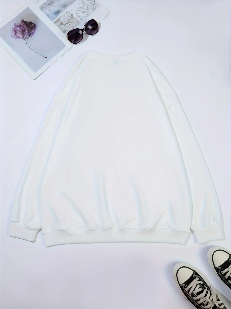 Women's Black Cat Print Sweater Blending Gray - Loose Fit Fall Winter Warm Pullover, Machine Washable Sweater with Rib - Cuff & H - Line Silhouette, Casual Streetwear Sweaters for Layering (Comfortable Loose - Fit Sweater) - Buy That Thang