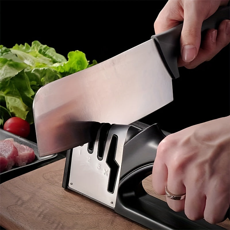 1pc, 4 Stage Handheld Knife Sharpener with Non-Slip Base - Quick Sharpening Tool for Kitchen Knives