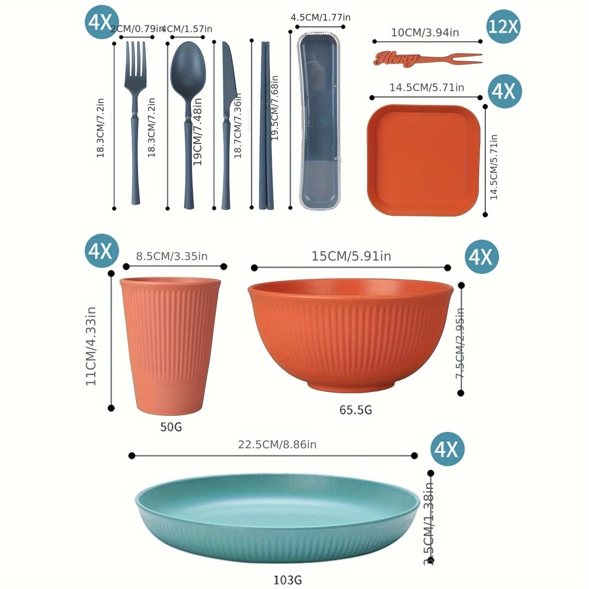 48pcs Dinnerware Sets, Unbreakable Plates And Bowls Sets, Reusable Dinnerware Sets for 4 People, Travel Camping Picnic Home Party Cutlery Set, Dishwasher Microwave Safe Dishes, Perfect for Thanksgiving - Buy That Thang