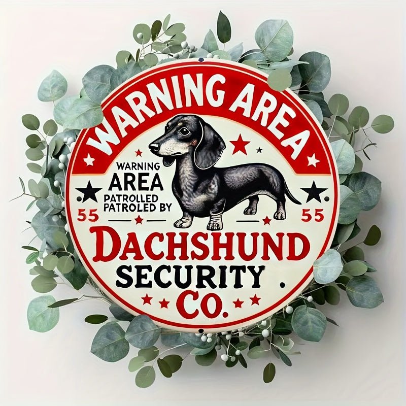 2D Flat, 1pc, 2D flat printing Metal Iron Sign Decoration - Retro "Be Careful with Sausage Dogs" Metal Sign - 8x8 inch Decorative Wall Art Plaque with Red Border, Playful Sausage Dog Silhouette, and Star Ornament, Suitable for - Buy That Thang