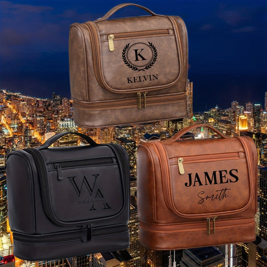 Personalized Men's Large - Capacity Travel Tote Bag - Custom Name/Initials, Elegant Organizer with Multiple Compartments, Hangable Design & Golden - Tone Hardware, Durable for Business, Vacation, Formal Events - Ideal Gift for Hu - Buy That Thang