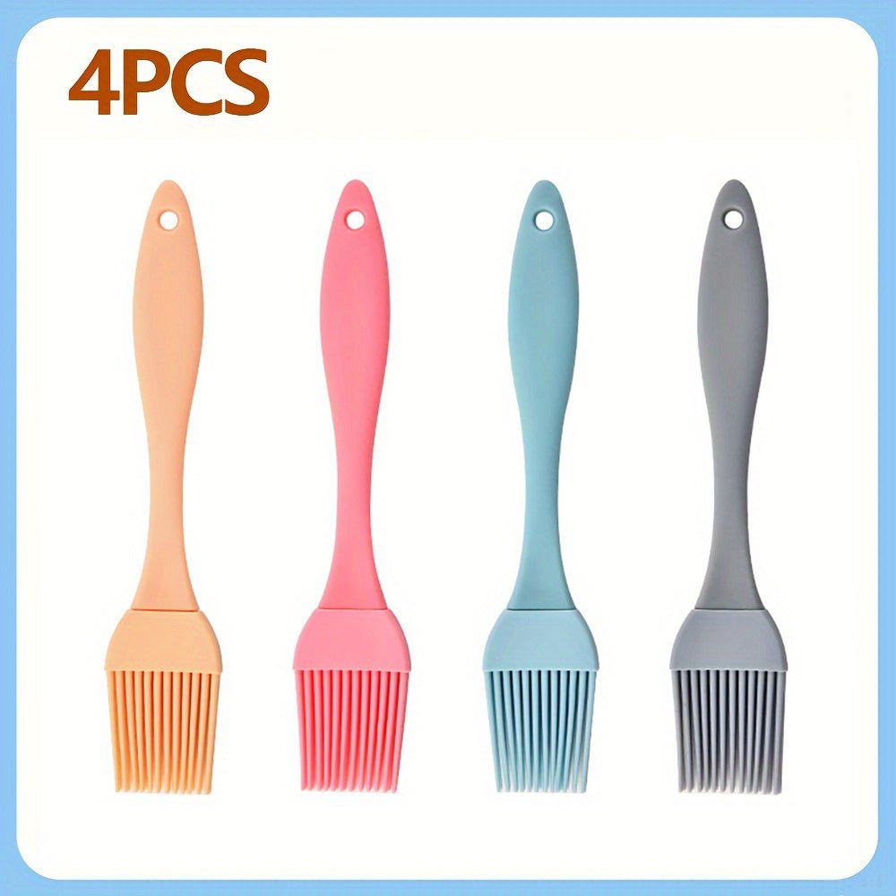 4pcs Silicone BBQ Basting Brushes - Heat Resistant, Non - Stick Oil & Sauce Applicators for Cooking and Grilling, Durable Kitchen Tools with Ergonomic Handles, Cooking Utensils | Silicone Brushes | Silicone Construction - Buy That Thang