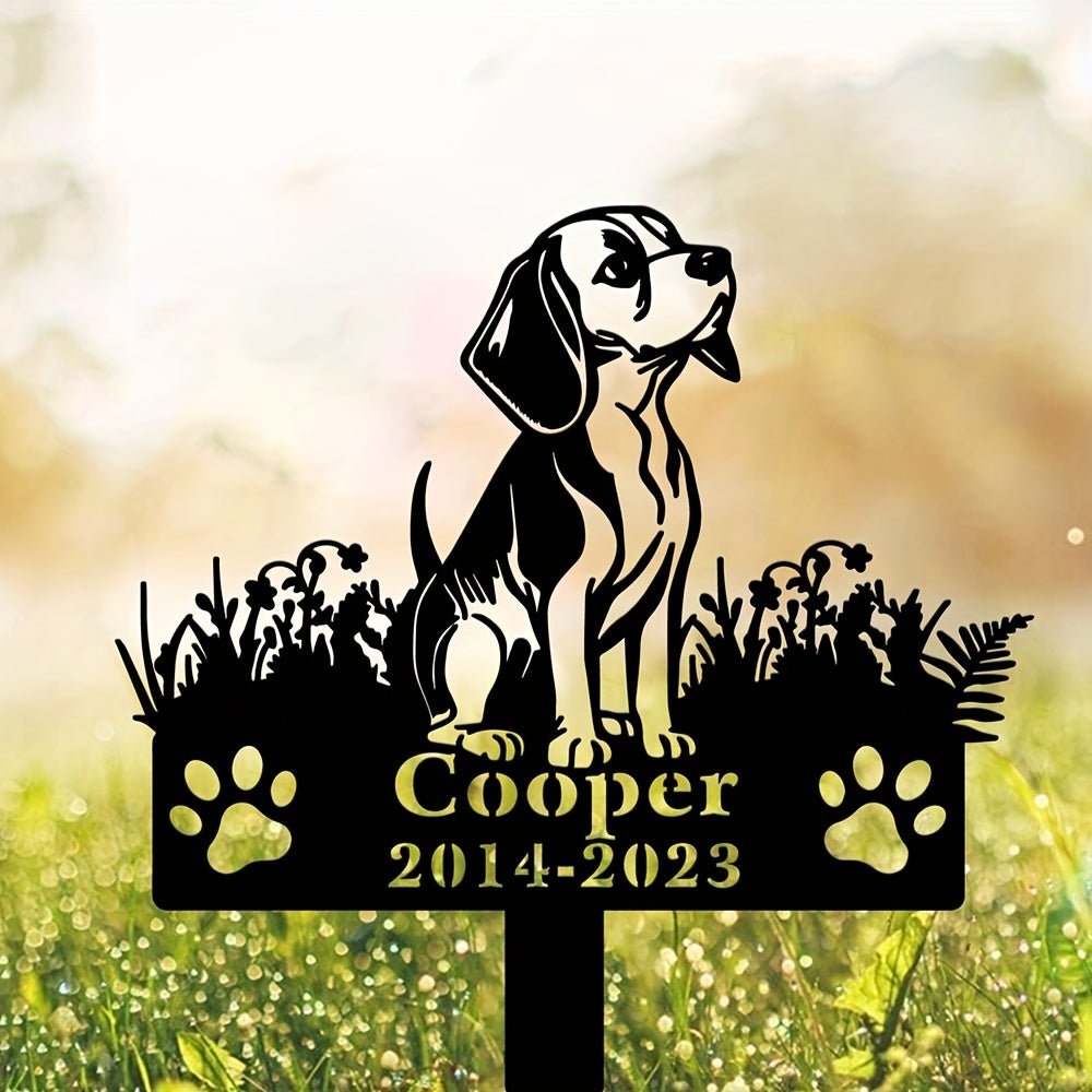 1pc Customizable Pet Memorial Garden Stake, Metal Dog Tribute Sign for Outdoor Funeral, Durable Iron Art Grave Marker, Uncharged, with Personalized Name & Year, for Golden Retriever, Labrador, Shepherd, Poodle, Dachshund, Bea - Buy That Thang