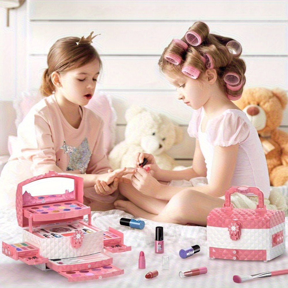 Girls Toys - 56pcs Kids Makeup Gift Box, Set - Non-toxic Washable Pretend Makeup Set with Brushes And Blendable Shades Eyeshadow for Girls Ages 3-12 | Perfect Kids Toys, Birthday Gifts