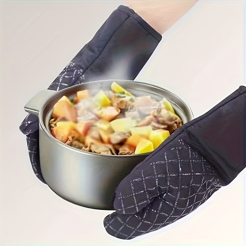 2pcs Silicone Oven Mitts And Pot Holder, Thickened Heat Resistant Gloves And Heat Insulation Pad, Non - Slip Oven Mitts for Baking, Cooking, Kitchen Supplies RV Kitchen Accessories, Rv Kitchen Utility, Solid Color Design, Prac - Buy That Thang