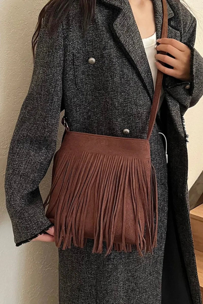 Suede Fringe Shoulder Bag - Buy That Thang