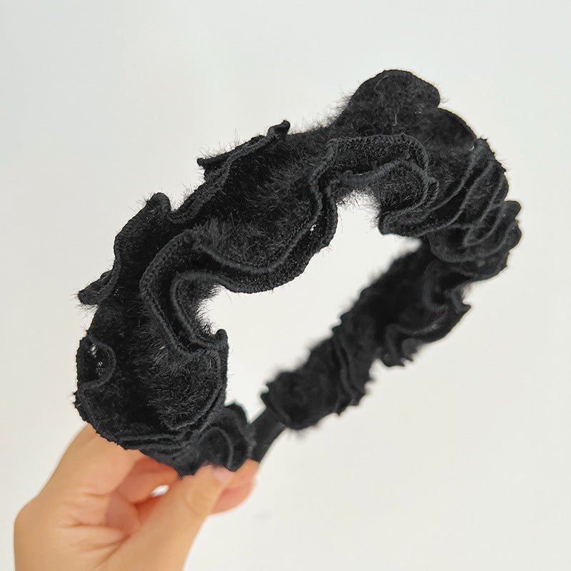Autumn And Winter Hair Hoops Mink Hair Curl Hair Hoops Simple Plush Female Face Hair Hoops F014 - Buy That Thang