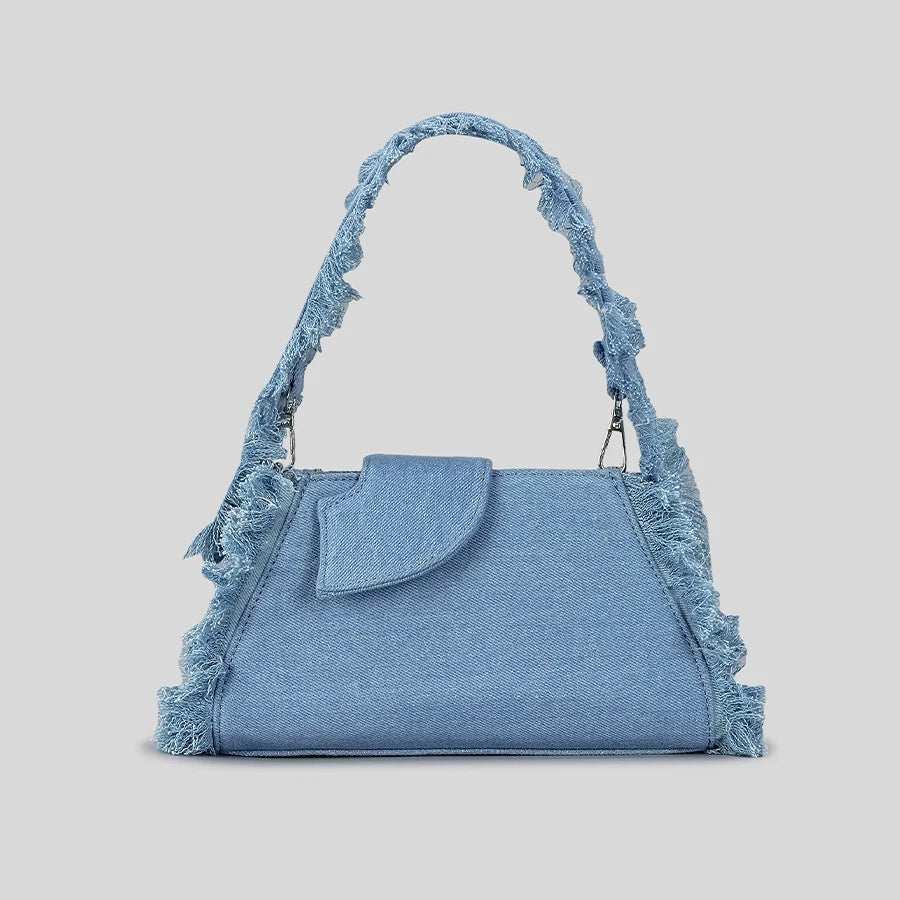 Fashion Trimmings Denim Women Handbags Designer Wide Strap Shoulder Bag Luxury Blue Armpit Bags Small Tote Female Purse - Buy That Thang