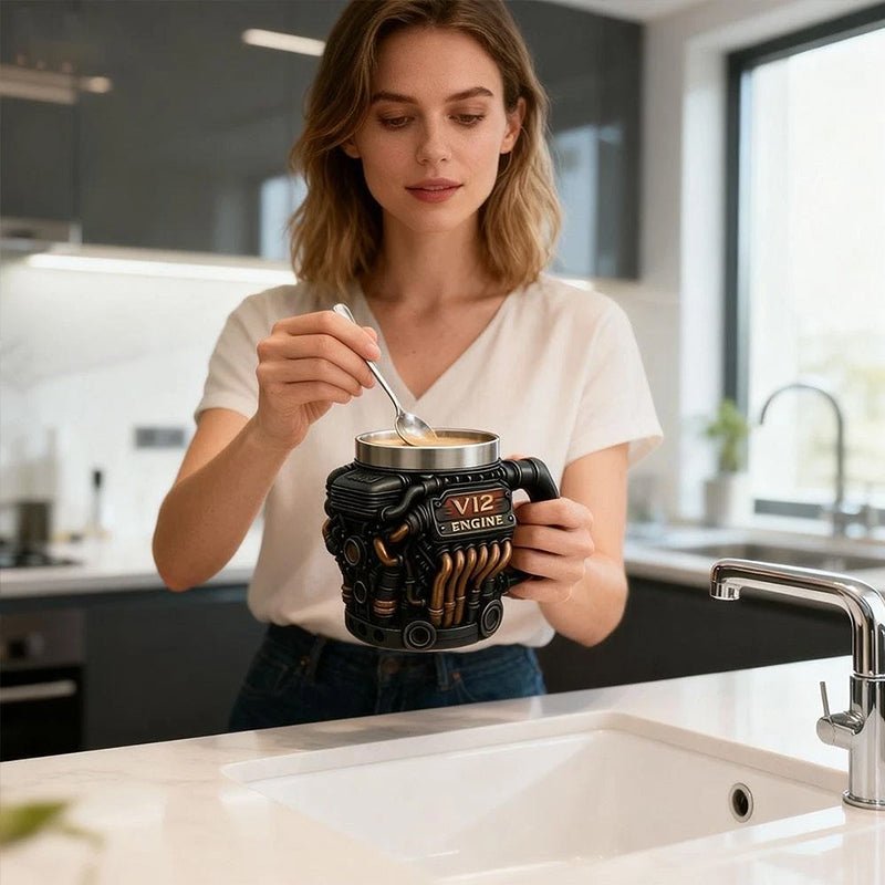 V8 Engine Mug | Stainless Steel Coffee Cup for Car Lovers - Buy That Thang