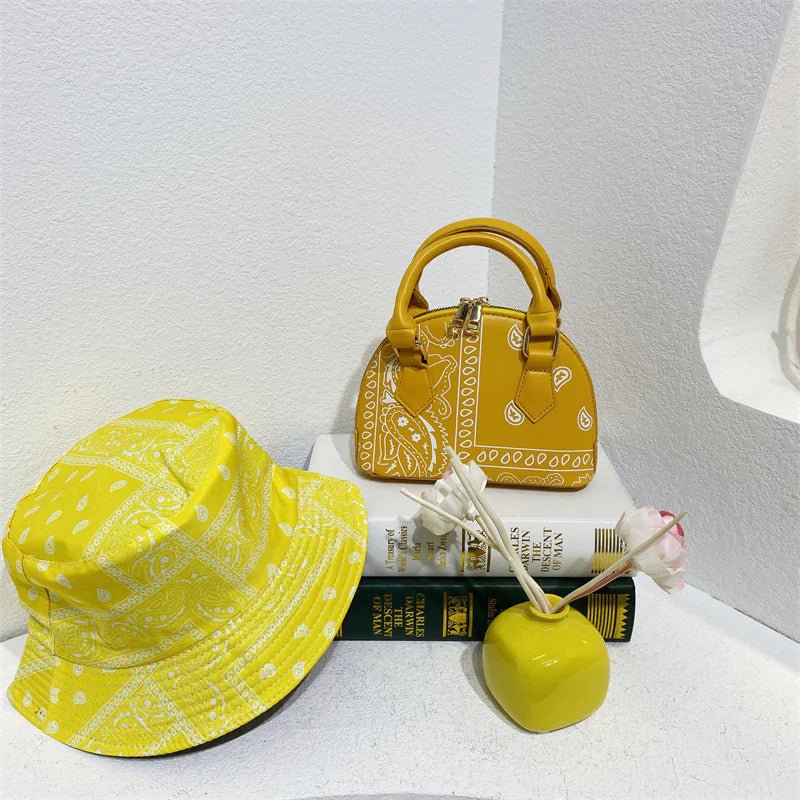 Cashew Flower Fisherman's Hat & Shell Handbag Set - Buy That Thang