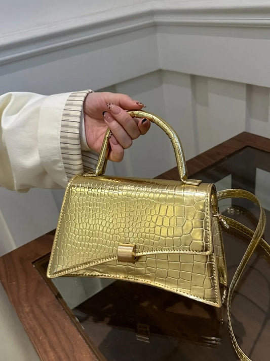 Solid Color PU Leather Handbag - Buy That Thang