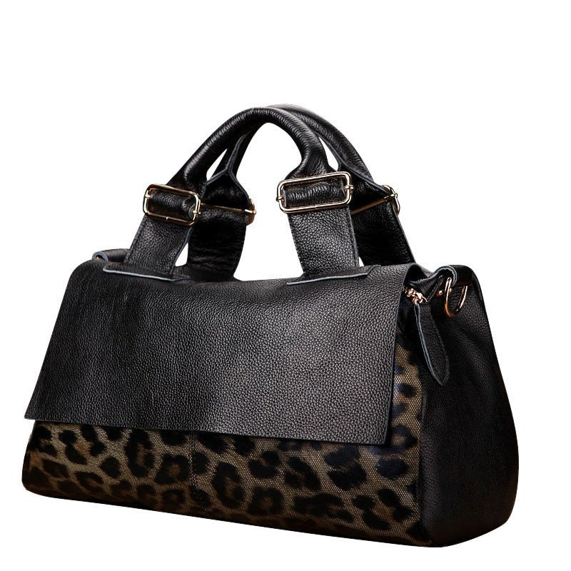 Chic Genuine Leather Large Capacity Handbag Women's Bag Fashion Leopard Print Tote Bag Soft Leather Lady Bag - Buy That Thang