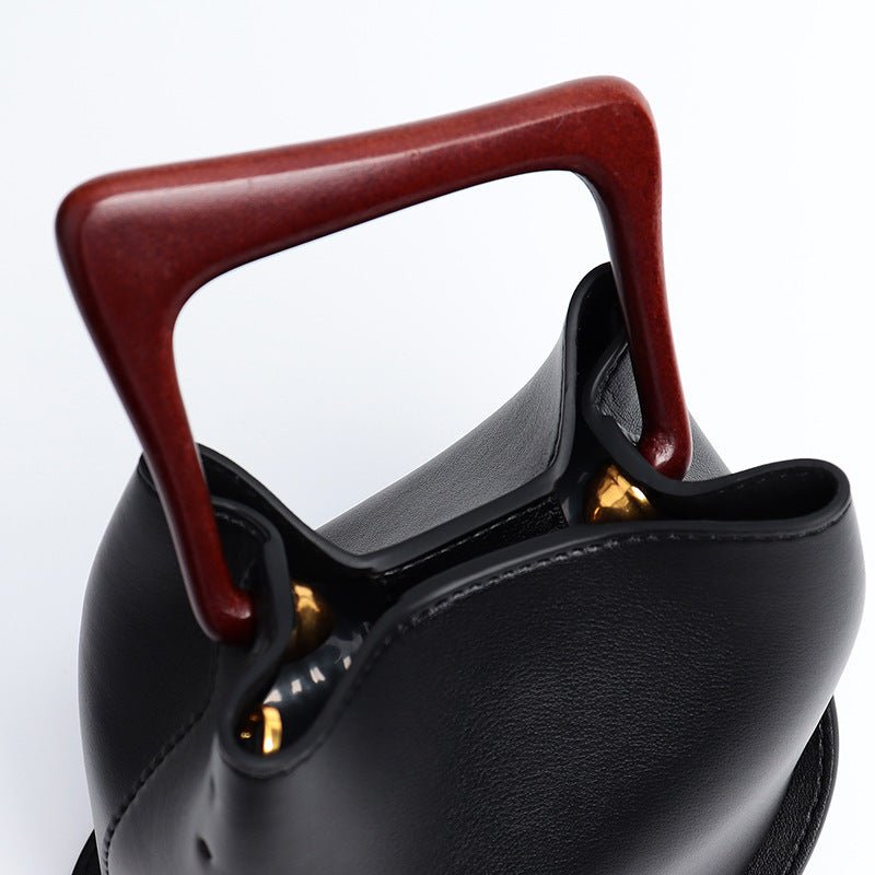 Handbag, commuting basket, water bucket bag, wooden crossbody bag, female - Buy That Thang