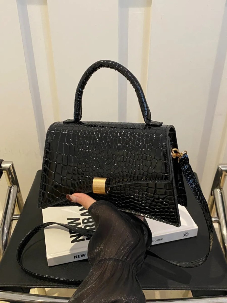 Solid Color PU Leather Handbag - Buy That Thang
