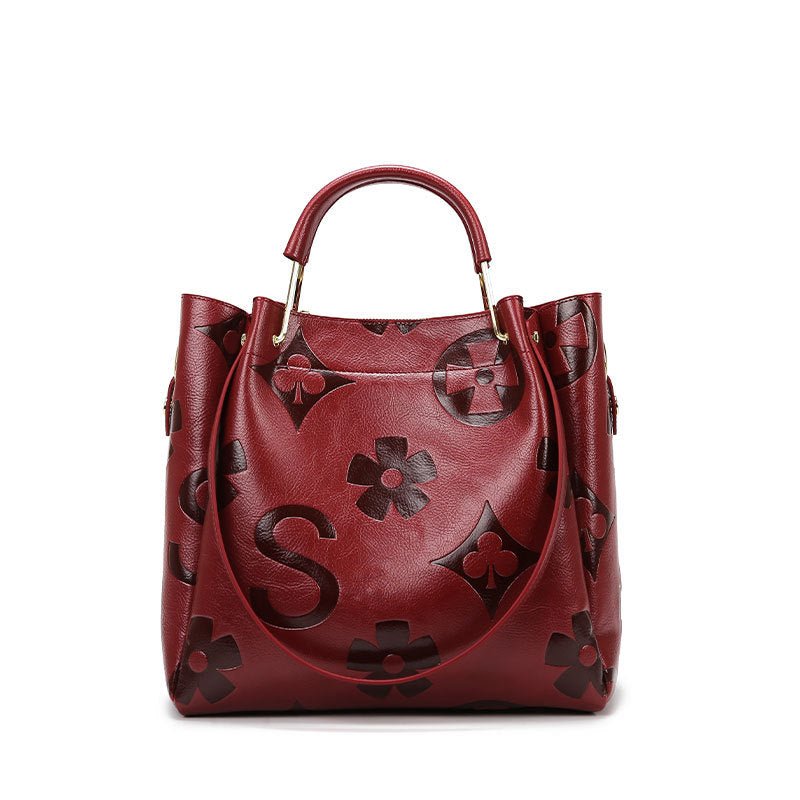 Handbag Women's Fashion Embossed Tote Bag Large Capacity Maternity Bucket Bag - Buy That Thang