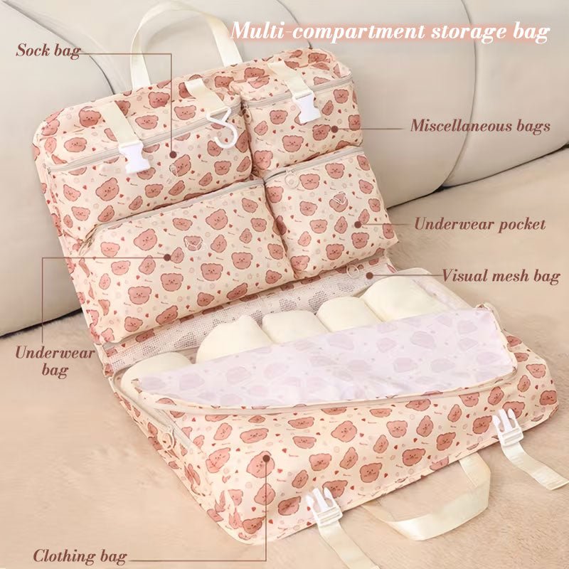 Portable Travel Clothes Organizer Bag - Large Storage with Separate Compartments for Shirts, Pants, Underwear & Socks - Buy That Thang