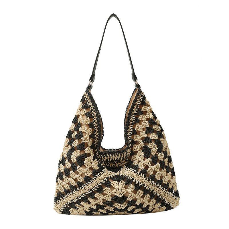 Large capacity woven bag, women's new fashionable single shoulder grass woven bag - Buy That Thang