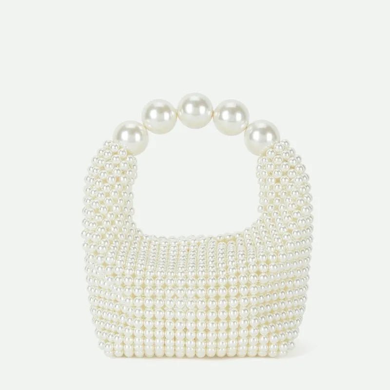 Pearl beaded bag Acrylic stone hobos tote handbag women handmade party bucket purse - Buy That Thang