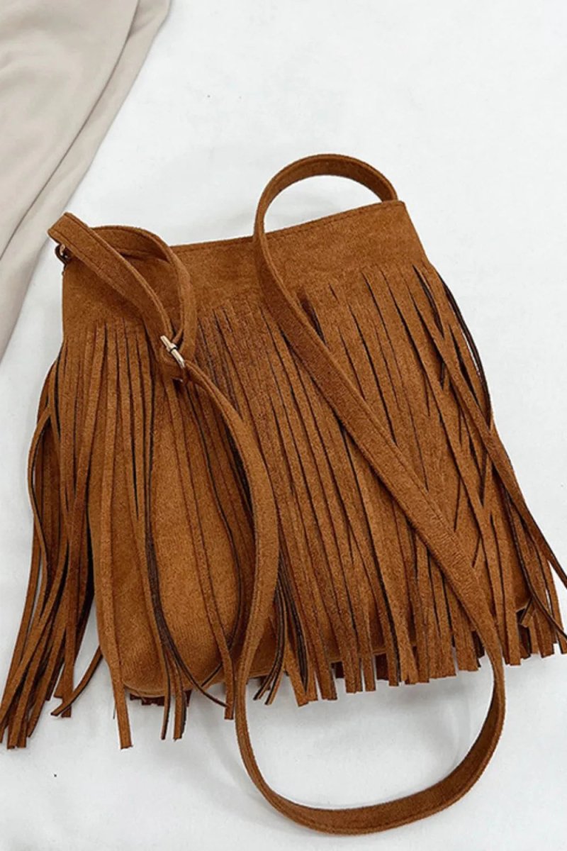 Suede Fringe Shoulder Bag - Buy That Thang