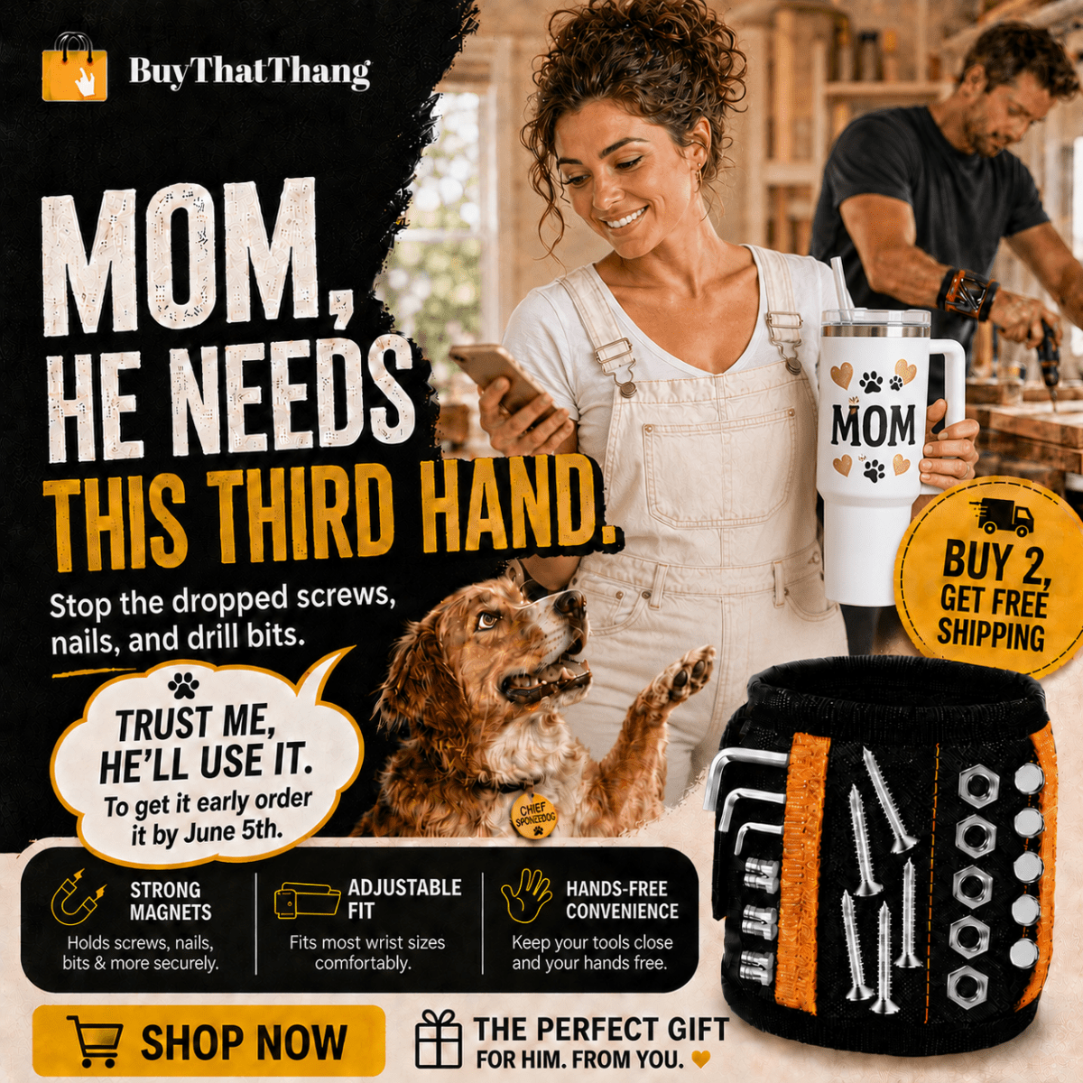 Magnetic Wristband Tool Holder - Buy That Thang