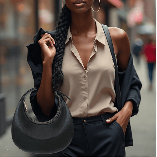 Women Crescent Shoulder Handbag - Large Capacity Crossbody Hobo Purse Trendy Crescent Bag Clutch Handbag with Adjustable Strap (A - Black) - Buy That Thang