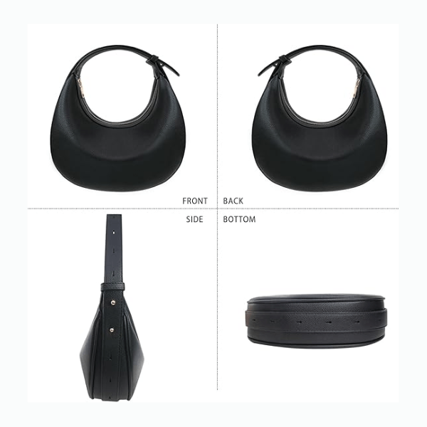 Women Crescent Shoulder Handbag - Large Capacity Crossbody Hobo Purse Trendy Crescent Bag Clutch Handbag with Adjustable Strap (A - Black) - Buy That Thang