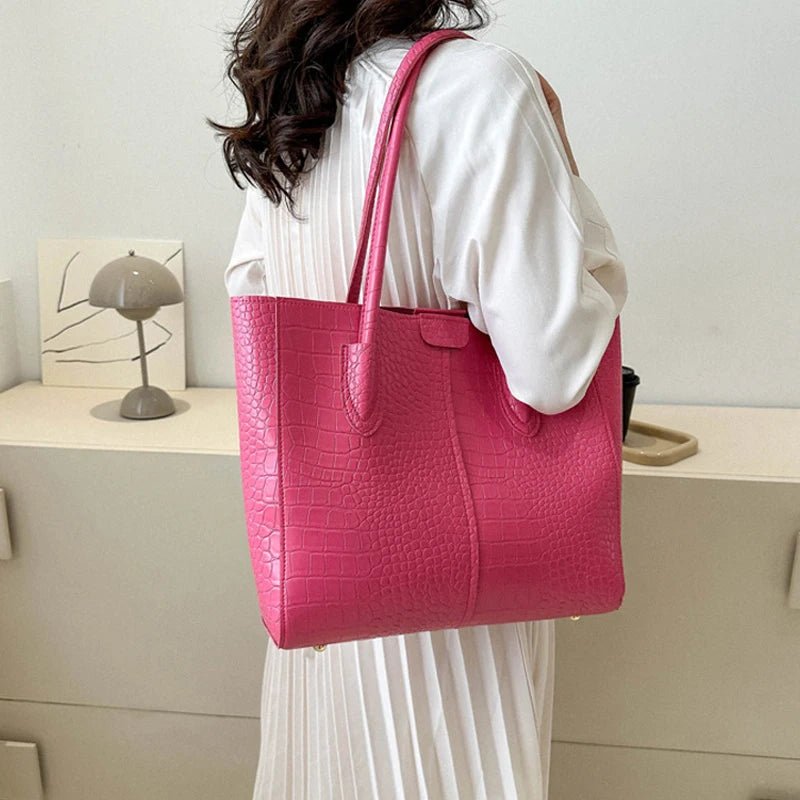  Crocodile Pattern Solid Shoulder Bags Luxury Pu Leather Purses  - Buy That Thang