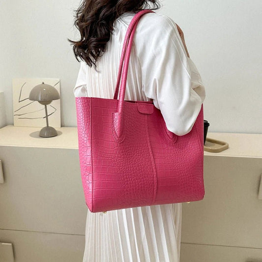  Crocodile Pattern Solid Shoulder Bags Luxury Pu Leather Purses  - Buy That Thang