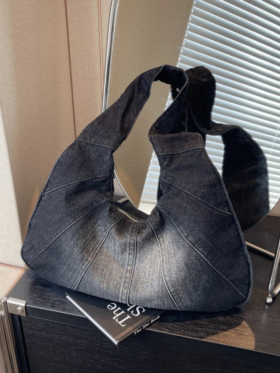 Crescent Shaped Denim Shoulder Bag - Buy That Thang