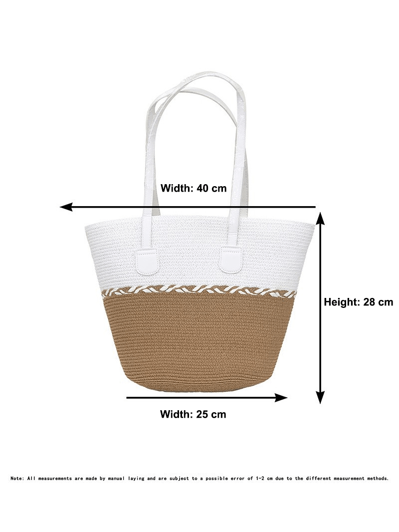 Straw Bag and Hat Set for Women, Beach Vacation, Versatile Sun Protection Wide Brim Hat, Commute Travel Large Capacity Tote Bag - Buy That Thang