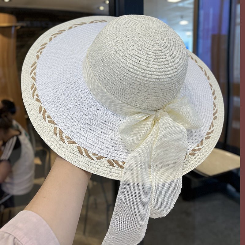 Straw Bag and Hat Set for Women, Beach Vacation, Versatile Sun Protection Wide Brim Hat, Commute Travel Large Capacity Tote Bag - Buy That Thang