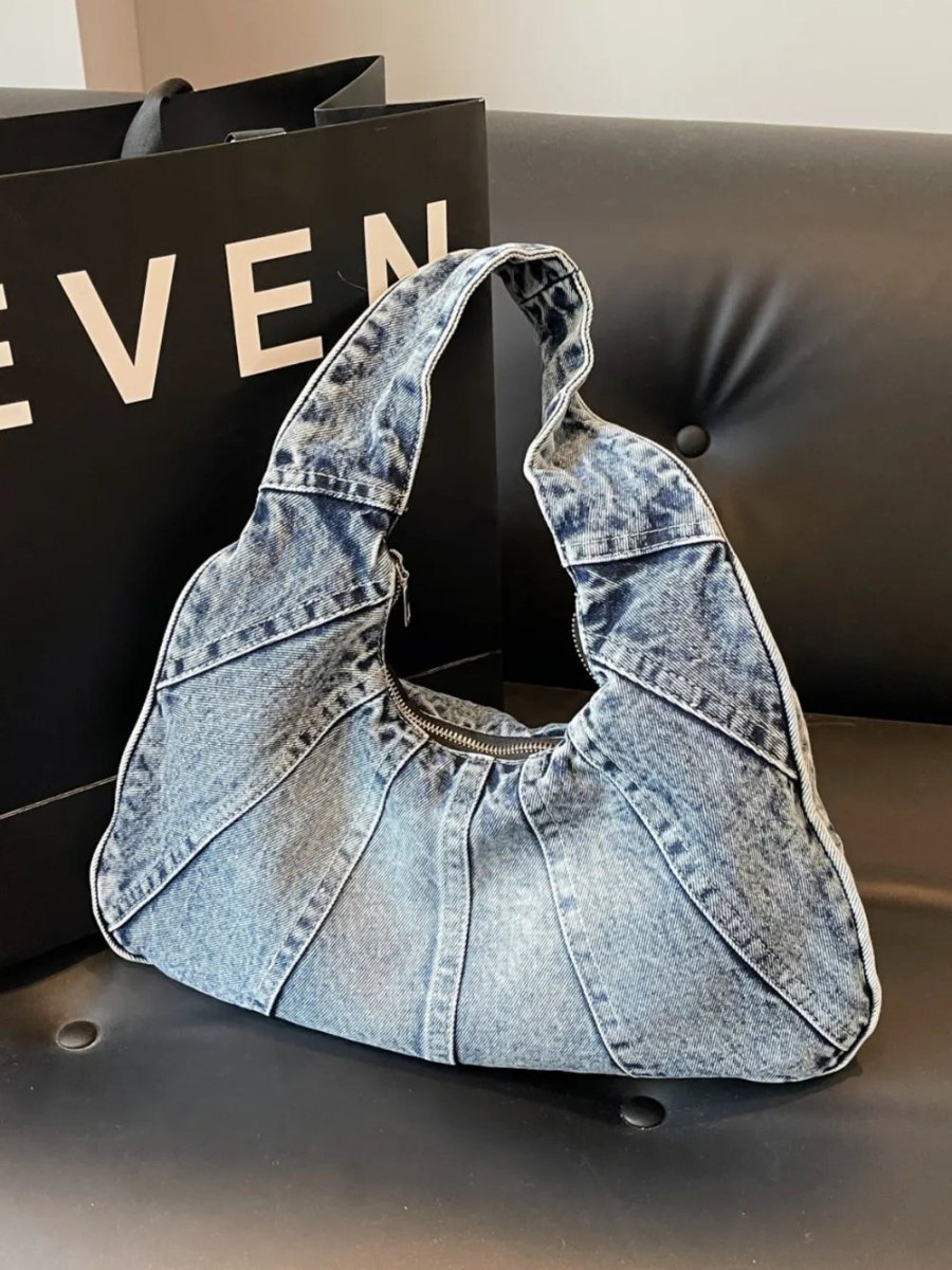 Crescent Shaped Denim Shoulder Bag - Buy That Thang