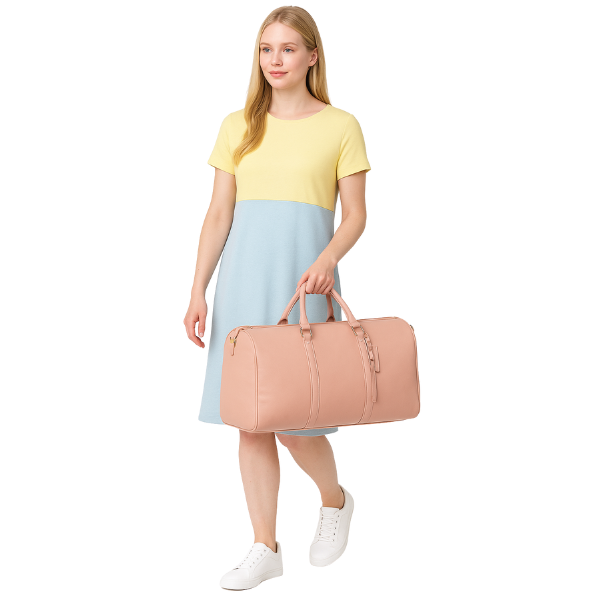 Foldable Women's Travel Convenient Carry-on Clothing Bag Large PU Leather Duffel Bag Women's Business Travel Bag