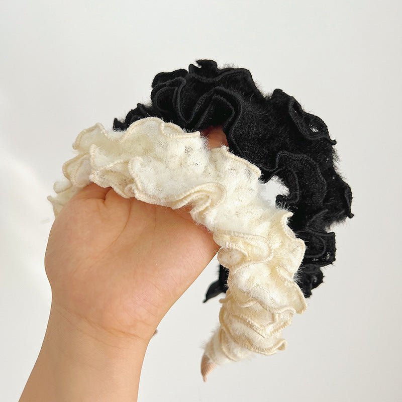 Autumn And Winter Hair Hoops Mink Hair Curl Hair Hoops Simple Plush Female Face Hair Hoops F014 - Buy That Thang