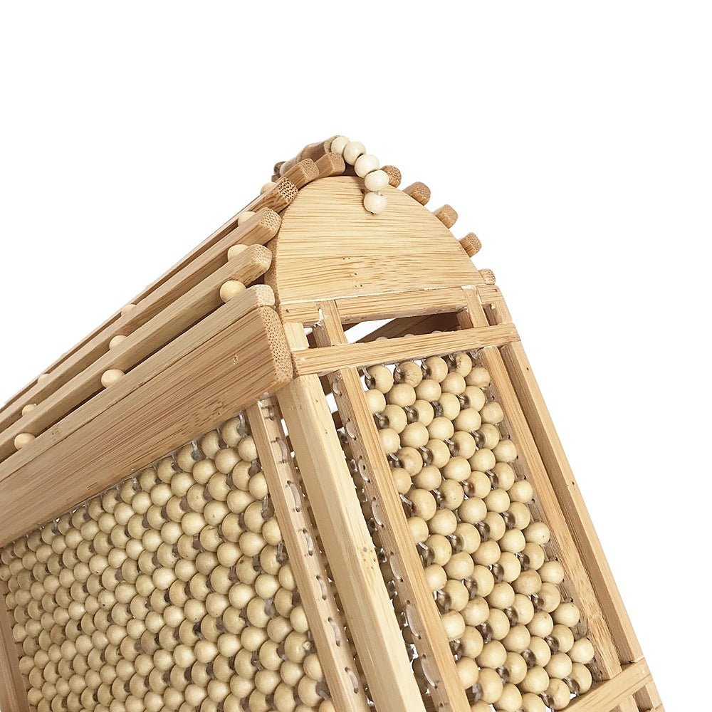 Square Bamboo Bag Summer Hollow Bamboo Beach Bag Fashion Messenger Bag Hand - woven Straw Shoulder Bag - Buy That Thang
