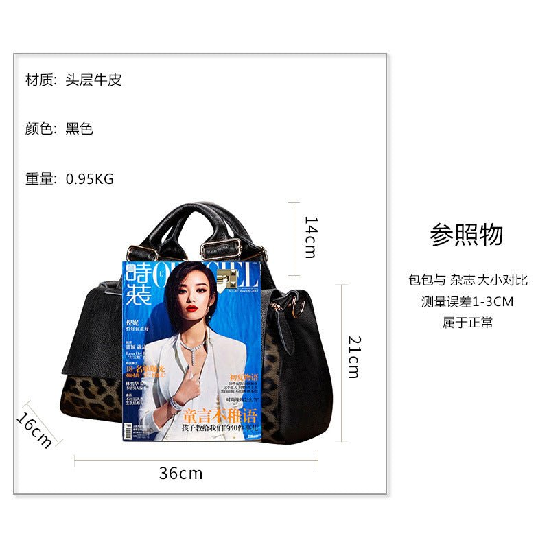 Chic Genuine Leather Large Capacity Handbag Women's Bag Fashion Leopard Print Tote Bag Soft Leather Lady Bag - Buy That Thang