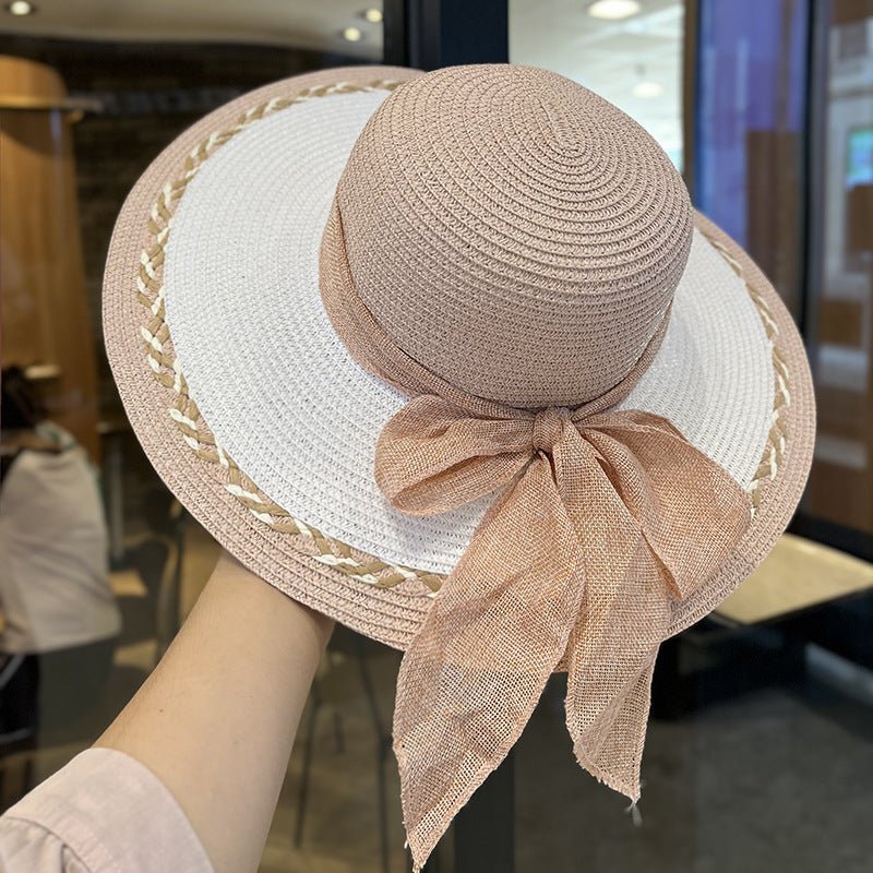 Straw Bag and Hat Set for Women, Beach Vacation, Versatile Sun Protection Wide Brim Hat, Commute Travel Large Capacity Tote Bag - Buy That Thang