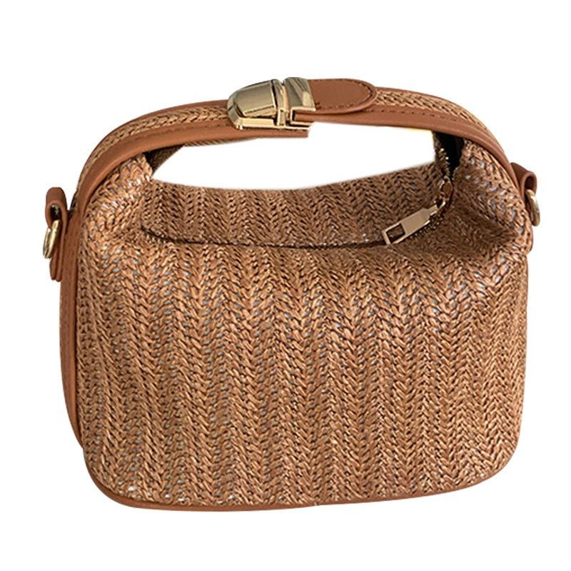 Straw woven small bag casual women's bag hand - held shoulder crossbody bag - Buy That Thang