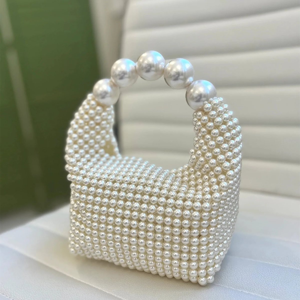 Pearl beaded bag Acrylic stone hobos tote handbag women handmade party bucket purse - Buy That Thang