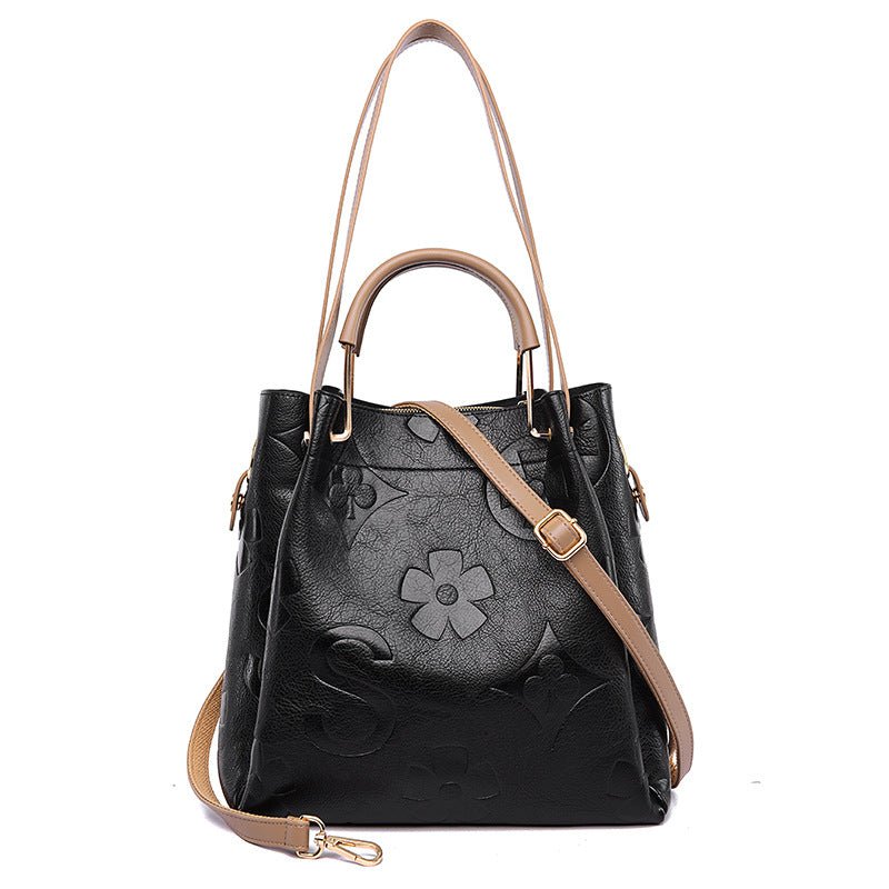 Handbag Women's Fashion Embossed Tote Bag Large Capacity Maternity Bucket Bag - Buy That Thang