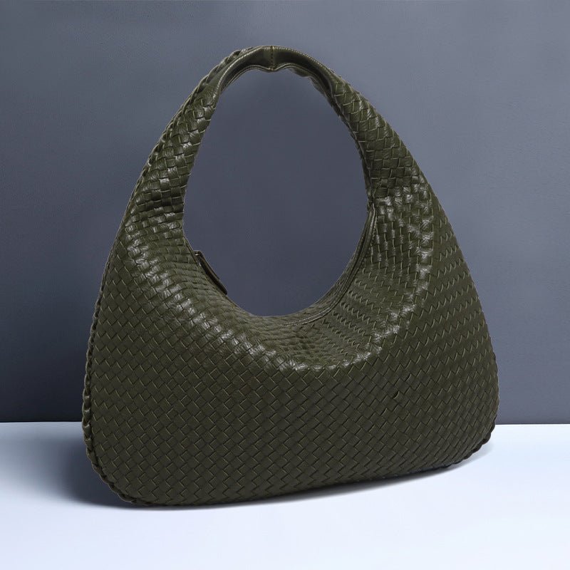 Crescent shaped women's bag hand woven hand - held dumpling bag fashionable single shoulder armpit bag - Buy That Thang