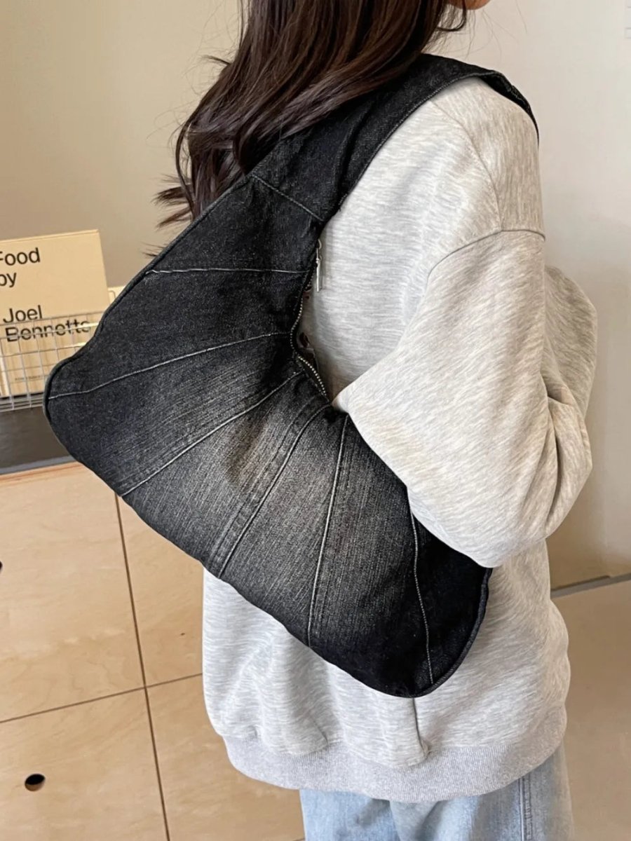 Crescent Shaped Denim Shoulder Bag - Buy That Thang