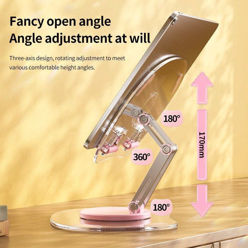 360 degree rotating acrylic tablet stand foldable portable pad stand phone stand desktop - Buy That Thang