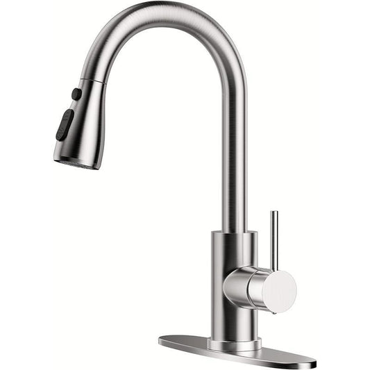 Kitchen Faucet with Pull-Down Spray Single Handle high arc Commercial Stainless Steel Bru